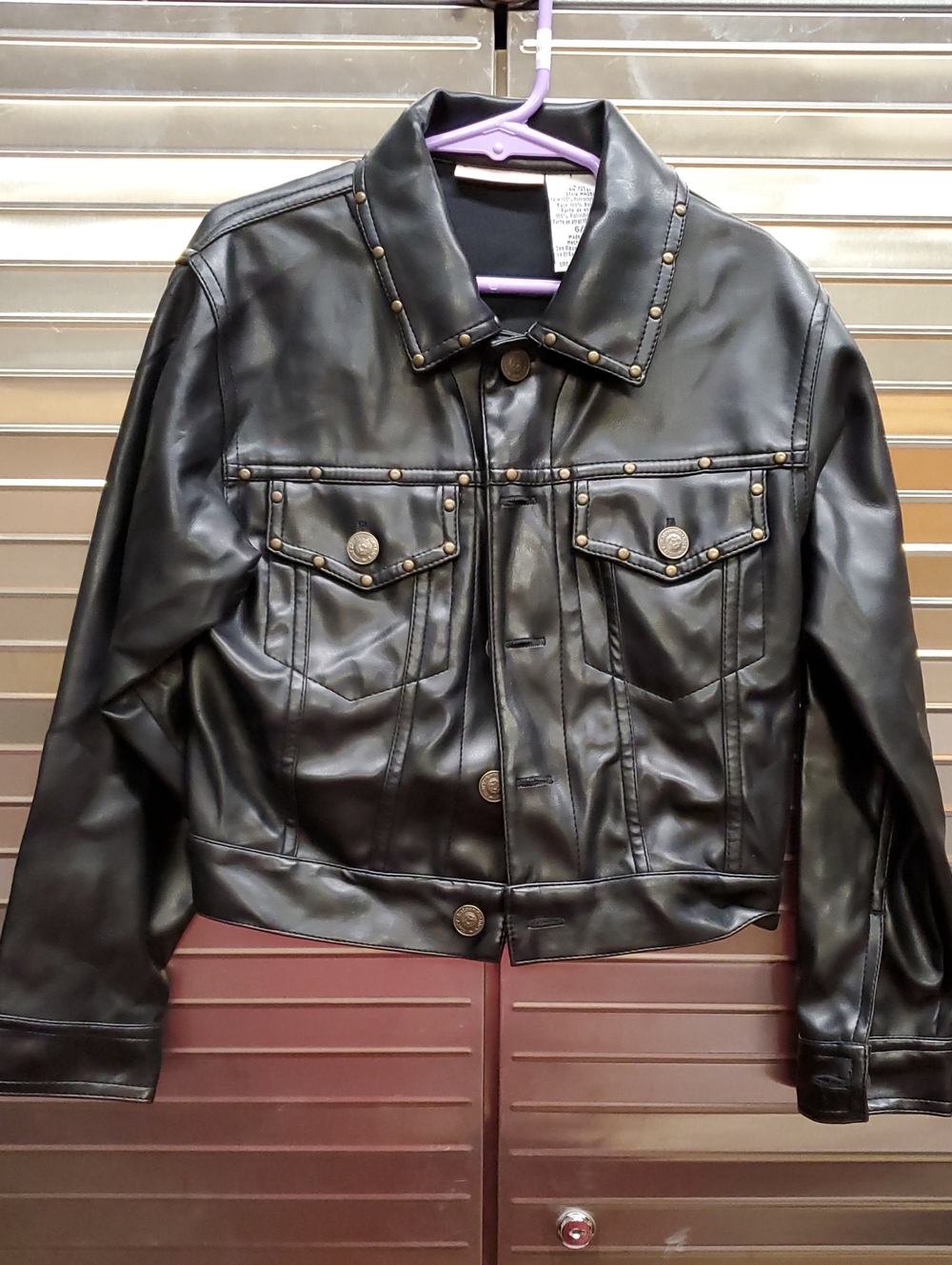 Vintage Mary-Kate and Ashley Faux Leather Studded Moto Bomber Jacket